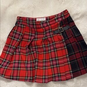 Zara Red Mini Skater Skirt with Pleats for Casual Work